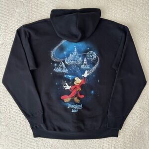 Disney Parks Disneyland 2017 Black Full Zip Up Hoodie Sweatshirt Adult Large